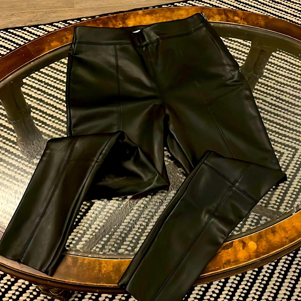 Black vegan leather Topshop cigarette pants! Worn once!